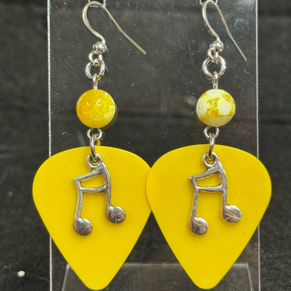 Yellow Guitar Pick Earrings
